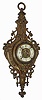 C.1900, French, Cast Bronze CARTEL clock, 8-day time and strike, with interesting 4-piece porcelain dial, the heavy case with swags and acanthus buds and gargoyles at the side.