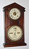 C.1870, Ithaca Calendar Clock Co., NY, "No. 7 Shelf Cottage", double dial perpetual calendar, 8-day with gong strike and alarm.