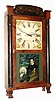 C.1830, Riley Whiting, Winchester, Conn., 30-hour time and strike wood movement half column and splat shelf clock, short with carved feet.