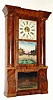 C.1850, Birge, Peck and Co., 8-day time/strike/alarm column and cornice shelf clock, strap brass movement.