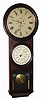 C.1870, L. F. and W. W. Carter, Bristol, Conn, Round Drop Wall Calendar, double dial, perpetual calendar, in a rosewood case, with 16" time dial (chapter) and 12" calendar dial, 2-wt time, bezel dia = 22".