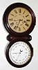C.1886, E. Ingraham and Co., IONIC CALENDAR, rosewood veneer rear case and grained bezel, 8-day, time and gong strike, double dial perpetual calendar.