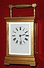 C.1895, French, Brass, Anglaise Cased Carriage clock, 5-Minute repeating, and hour striking, 8-day, platform lever, with hour button on top and the 5-minute button just under the rear lip of the case, and the 5-minute snail on the rear plate as well, original platform.