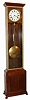 C.1880, American Jeweler's Regulator, in a walnut case with brass trim. The consignor bought this out of a French Quarter residence many years ago, and the case is attributed to Stanislaus Fournier of New Orleans. Note brass trim all around the door, and unusual grid pendulum that is actually pinned for proper temperature compensation [many grids are not].