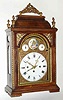 C.1800, Austrian, Grand Sonnerie, Crown Verge Bracket clock, with calendar, chain fusee on time, 5 to 7 day duration, qtr striking on 2 bells, w/ faux pendulum aperture, in a primitive solid pine case with flame finials.
