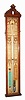 C.1880, English, ADMIRAL FITZROY'S BAROMETER, in an oak case with carved top. Printed paper instruction give full details on use of the instrument, which includes a thermometer and an indicator for height of the atmosphere in miles.