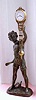 C.1905, German, Junghans, Cricket Player, or BATBOY, patinated spelter swinging arm clock, 8-day.