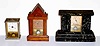 Lot of 3: C.1885, Yale Clock Co., mini pendulettes with visible pendulums, chess time, steeple and black mantel.