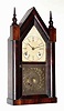 C.1852, Brewster Manufacturing Co., Bristol, Conn, Sharp Gothic or steeple clock, 1-day with brass springs.
