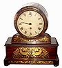 C.1820, English, Drum Head single fusee timepiece with an uncommon round movement, rosewood case with inlaid dolphins and flowers, locking rear access door.