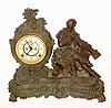 C.1904, Ansonia Clock Co., "Macbeth", 8-day time and strike figural mantel clock, cast white metal.
