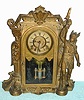 C.1874, Nicholas Muller's Sons and Co., 8-day time and strike cast figural mantel clock. The Muller company produced many different cast clock designs. This model was also offered by Kroeber as the "Sentinel V.P.".