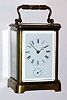 C.1900, French, Brass Cased Carriage Clock, time and alarm, in a Corniche case, with cylinder platform.