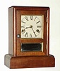 C.1890, Seth Thomas, Mini Cottage, mahogany case, flat top, 30 hour time and bell strike, restored.