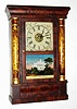 C.1850, Chauncey Jerome, New Haven, 8-day time and strike column and cornice mantel clock, miniature.