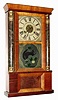 C.1850, Pond and Barnes, Boston, Mass., 30-hour brass works, time and strike column and cornice shelf clock, small.