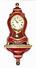 C.1975, German, 8-day time and bell strike small Neuchatel style clock with bracket base, red.