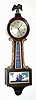 C.1929, New Haven Clock Co., "Willis", 12-day lever banjo timepiece, with blue and silver Art Deco tablet set.