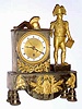 C.1840, French, Gilt Bronze small figural clock of NAPOLEON, now with a 110v movement adapted from a little electric banjo.