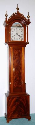 Foster S. Campos, Pembroke, Mass, Roxbury style Grandmother clock with rocking ship dial, bell strike, 8-day. C. 1990. — Antique Clocks Price Guide