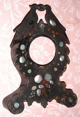 Case Only, paper mache and MOP, probably Litchfield, Conn, this design with two birds at top. C. 1850. — Antique Clocks Price Guide