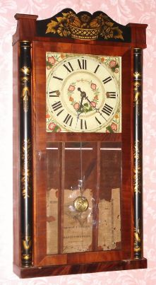 Erastus Hodges, Torrington, Conn, half column and splat shelf clock, 30-hour wooden works, time and strike. C. 1830. — Antique Clocks Price Guide