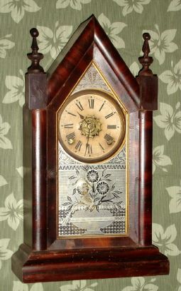 Ansonia Clock Co., "SHARP GOTHIC, VP" or Steeple clock, time, strike and alarm, 8-day. C. 1883. — Antique Clocks Price Guide
