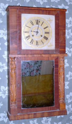 Marshall and Adams, Seneca Falls, NY, Empire shelf clock, 8-day, 2-wt, less cornice top. C. 1840. — Antique Clocks Price Guide