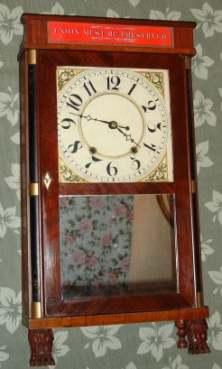 Silas Hoadley, Plymouth, Conn, 1/4 col and splat shelf clock, 30-hour wooden movement, 2-wt. C.1830. — Antique Clocks Price Guide