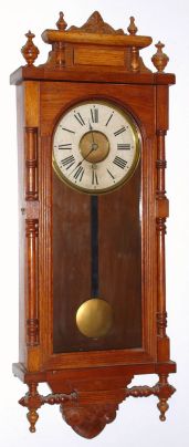 Ansonia Clock Co., QUEEN ELIZABETH, wall timepiece in oak, 8-day. C.1901. — Antique Clocks Price Guide