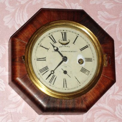 Jerome and Co (?)., small 30 hour lever movement in a rosewood veneered octagon case. C.1870. — Antique Clocks Price Guide