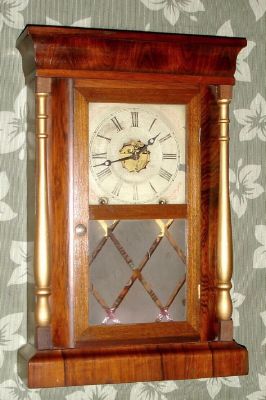 Ansonia Brass and Copper Co., Ansonia, Conn, small column and cornice, 8-day shelf clock, striking. C.1870. — Antique Clocks Price Guide