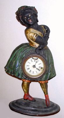 Bradley and Hubbard /?, unsigned but good original TOPSEY, blinking eye clock, with 30-hour balance lever movement, a wire running from the lever to the eyes to provide animation. C.1860. — Antique Clocks Price Guide