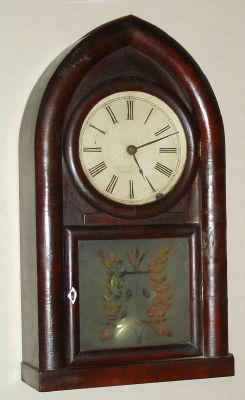 Brewster and Ingrahams, Bristol, Conn, Beehive shelf clock with original cut/frosted tablet, 8-day spring movement. C.1850. — Antique Clocks Price Guide