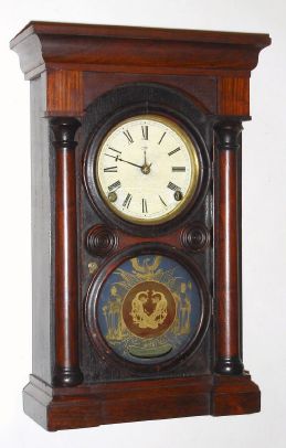 E. Ingraham and Co., ARCH COLUMN, rosewood shelf clock, 8-day time and gong strike, spring. C.1861. — Antique Clocks Price Guide