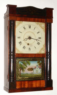 Mixed lot, a mini case by Treat (Sherman) and Bishop (Daniel) for George Mitchell, originally for wooden movement, weight driven, and now with a spring movement. C.1832. — Antique Clocks Price Guide