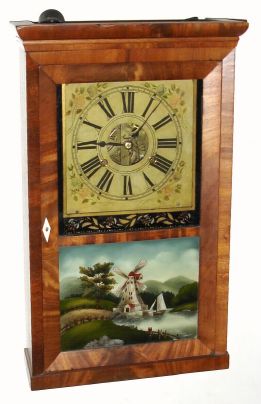 Atkins and Porter, Bristol, Conn, mahogany cased shelf clock with 30-hour time and strike brass movement, 2-weight. C.1842. — Antique Clocks Price Guide
