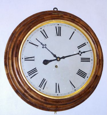 Waterbury Clock Co, large round gallery timepiece, 8-day, spring, 18" dial. C.1893. — Antique Clocks Price Guide