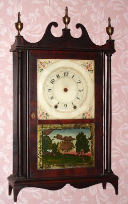 Case only, miniature Pillar and Scroll, Mark Leavenworth, Waterbury, Conn. — Antique Clocks Price Guide