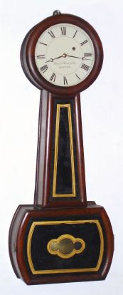 Daniel Pratt and Sons, Reading, a Massachusetts banjo clock, cherry case, weight driven, 8-day. C.1860. — Antique Clocks Price Guide