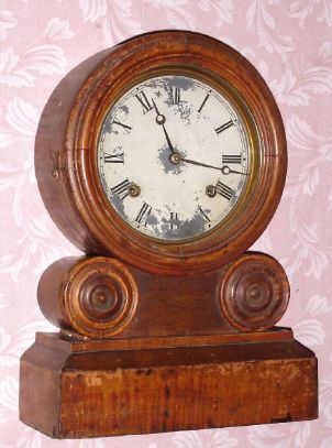 E. Ingraham and Co., "GRECIAN" round top shelf clock, 8-day time and gong strike, spring. C.1870. — Antique Clocks Price Guide