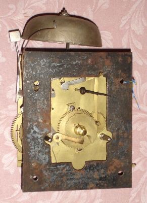 English, 2-train tall clock movement with rack striking on a bell, brass, 8-day C.1850. — Antique Clocks Price Guide