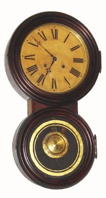 E. Ingraham and Co., "REFLECTOR", figure 8 shaped wall clock, 8-day time and gong strike, spring. C.1880. — Antique Clocks Price Guide