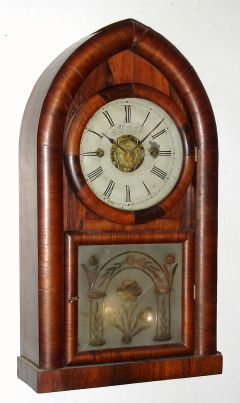 Forestville Mfg. Co., (J. C. BROWN), Bristol, Conn., 8-day time/strike/alarm fusee beehive mantel clock. C. 1850. — Antique Clocks Price Guide