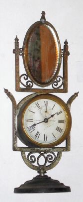 Ansonia Clock Co., 30-hour novelty mirror clock rear wind movement. Circa 1885. — Antique Clocks Price Guide