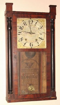 Seymour Hall and Co., Unionville, Conn, Wood Works, column clock (less splat), 1-day, 2-wt, C.1830 — Antique Clocks Price Guide