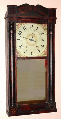 Chauncey Ives, Bristol, Conn, Wood Works stenciled column and splat, 30 hour, 2-wt, C.1835 — Antique Clocks Price Guide