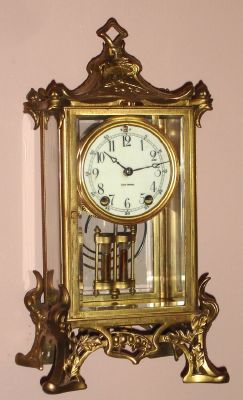 Seth Thomas, EMPIRE No. 15, 4-glass crystal regulator in a cast white metal case of Art Nouveau style, 8-day time and gong strike, spring, C.1910. — Antique Clocks Price Guide