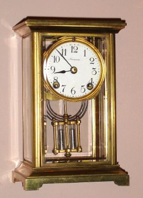 Ansonia Clock Co., DORVAL, 4-glass crystal regulator, 8-day time and gong strike, C.1915 — Antique Clocks Price Guide