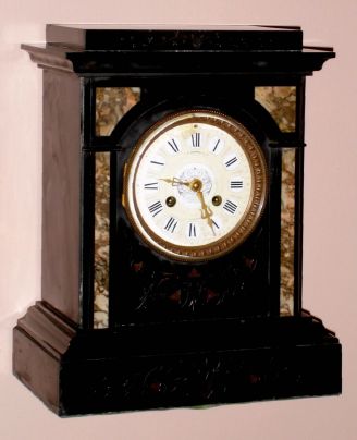 French, 8-day time/strike marble mantel clock retailed by J. E. Caldwell, Philadelphia. Circa 1890 — Antique Clocks Price Guide